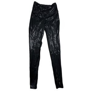 Balera Dancewear Leggings Small‎ Black Adult Wide Waistband Metallic Wet Look